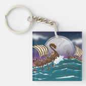 Cartoon Viking invasievloot Sleutelhanger (voorkant)
