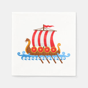Cartoon Viking Ship Servetten