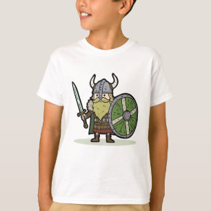 Cartoon Viking Tekening Shirt voor Kinderen