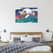 Cartoon Viking-vloot Canvas Afdruk (Insitu (Slaapkamer))