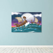 Cartoon Viking-vloot Canvas Afdruk (Insitu (Houten vloer))