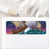 Cartoon Viking-vloot Etiket (Insitu)