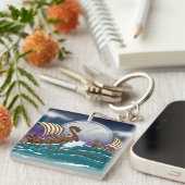 Cartoon Viking-vloot Sleutelhanger (Voorkant Rechts)