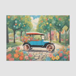 Cartoon Vintage Car Decoupage Tissue Papier
