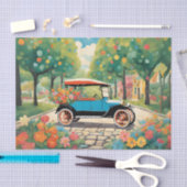 Cartoon Vintage Car Decoupage Tissue Papier (Craft)