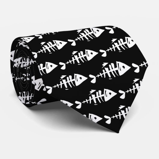 Cartoon Vis Botten Skeleton Stropdas (Opgerold)