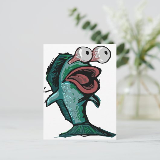 Cartoon vis briefkaart (Staand voorkant)