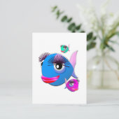 Cartoon Vis met BIg Lips en Eyelashes Briefkaart (Staand voorkant)