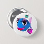 Cartoon Vis met BIg Lips en Eyelashes Ronde Button 5,7 Cm (Voorkant /achterkant)