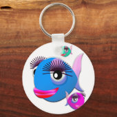 Cartoon Vis met BIg Lips en Eyelashes Sleutelhanger (Voorkant)
