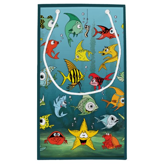 Cartoon vis onderwater 2 klein cadeauzakje (Achterkant)