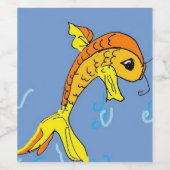 cartoon vis wijnetiket wijn etiket (Enkel label)