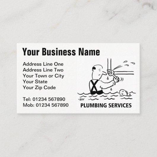 Cartoon Visitekaartje loodgietersdiensten (Voorkant)