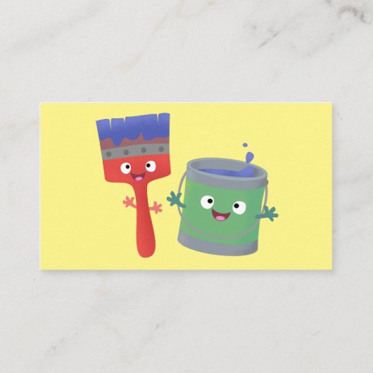Cartoon visitekaartje van Cute Happy-verfservice (Achterkant)