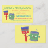 Cartoon visitekaartje van Cute Happy-verfservice (Voorkant / Achterkant)
