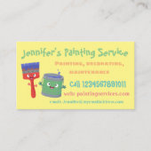 Cartoon visitekaartje van Cute Happy-verfservice (Voorkant)