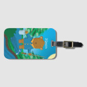 Cartoon Vissen Bruine Beer Kind Bagage Label (Voorkant (horizontaal))