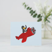 Cartoon vliegende pinguïn briefkaart (Staand voorkant)