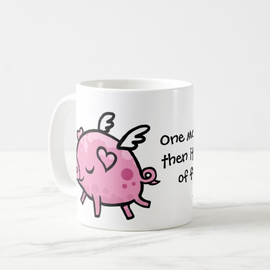 Cartoon Vliegende varken aanpasbare tekst mok (Voorkant links)