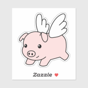 Cartoon vliegende varken - Stomme biggetjes met vl Sticker