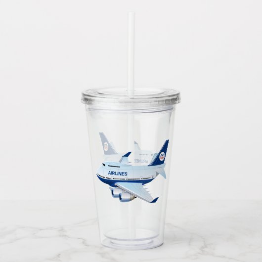 Cartoon vliegtuig acryl drinkbeker (Voorkant)