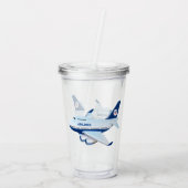 Cartoon vliegtuig acryl drinkbeker (Achterkant)