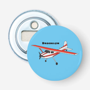 Cartoon vliegtuig button flesopener