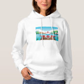 Cartoon Vliegtuig op Lake Dock Fun Travel Adventur Hoodie (Voorkant)