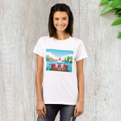 Cartoon Vliegtuig op Lake Dock Fun Travel Adventur T-shirt