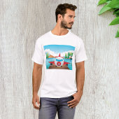 Cartoon Vliegtuig op Lake Dock Fun Travel Adventur T-shirt