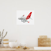 Cartoon vliegtuig poster (Keuken)