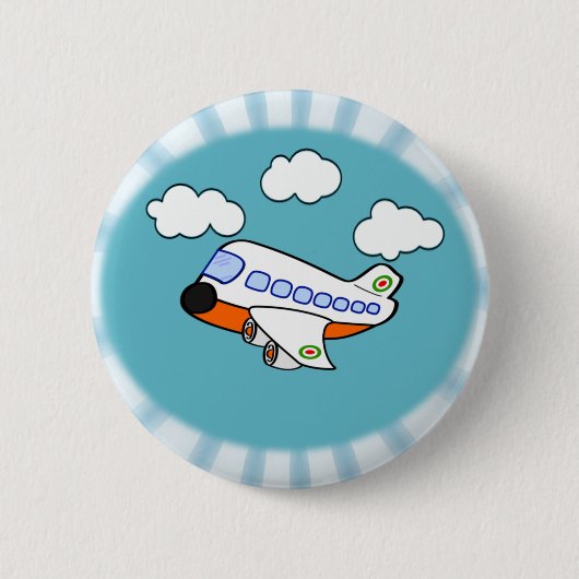 Cartoon vliegtuig ronde button 5,7 cm (Voorkant)