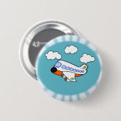 Cartoon vliegtuig ronde button 5,7 cm (Voorkant /achterkant)