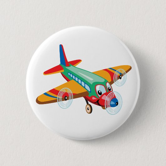 cartoon vliegtuig ronde button 5,7 cm (Voorkant)