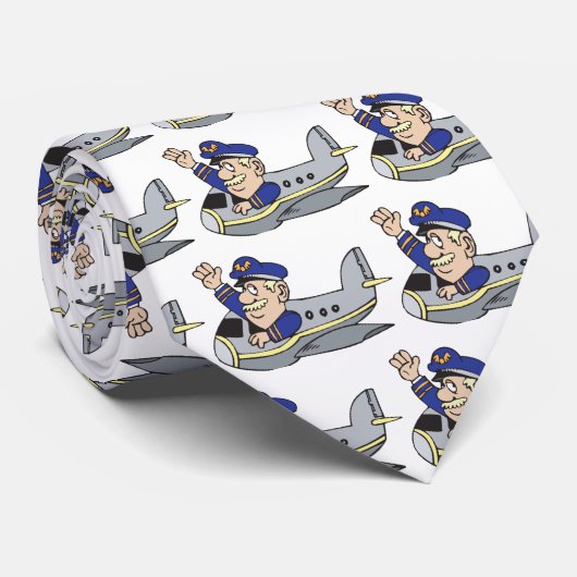 Cartoon vliegtuig stropdas (Opgerold)