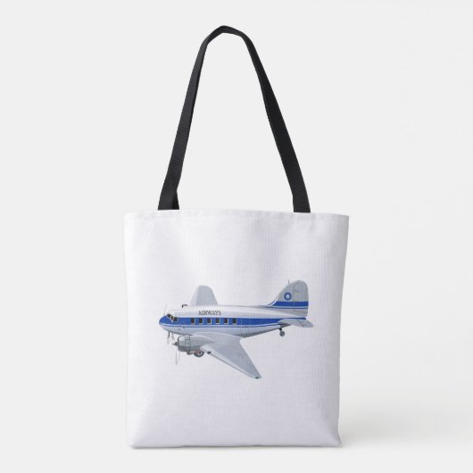 Cartoon vliegtuig tote bag (Achterkant)