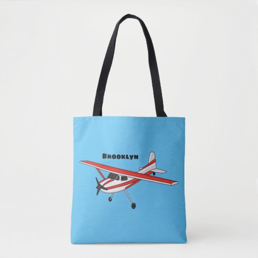Cartoon vliegtuig tote bag (Voorkant)