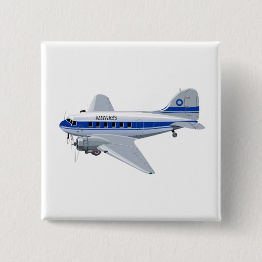 Cartoon vliegtuig vierkante button 5,1 cm (Voorkant)