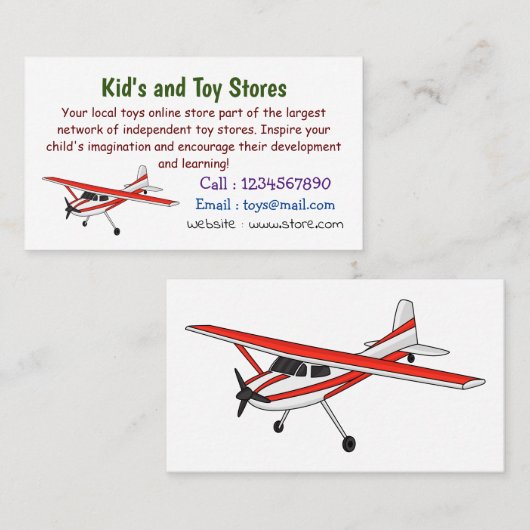 Cartoon vliegtuig visitekaartje (Voorkant / Achterkant)