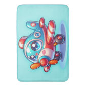 Cartoon vliegtuigblauw | badmat (Voorkant Verticaal)