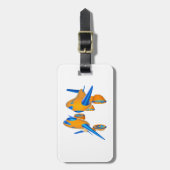 Cartoon Vliegtuigen Levendig Sinaasappel en Blauw Bagagelabel (Voorkant verticaal)
