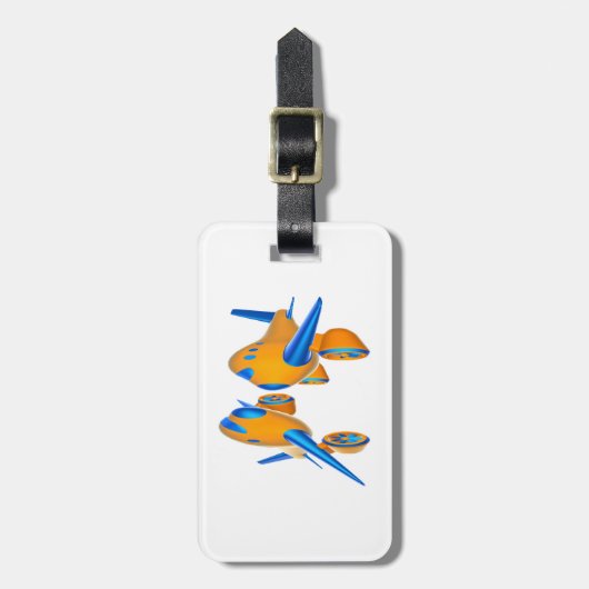 Cartoon Vliegtuigen Levendig Sinaasappel en Blauw Bagagelabel (Voorkant verticaal)