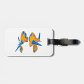 Cartoon Vliegtuigen Levendig Sinaasappel en Blauw Bagagelabel (Achterkant horizontaal)