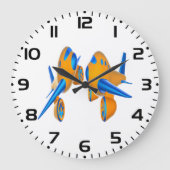 Cartoon Vliegtuigen Levendig Sinaasappel en Blauw Grote Klok (Voorkant)