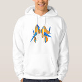 Cartoon Vliegtuigen Levendig Sinaasappel en Blauw Hoodie (Voorkant)