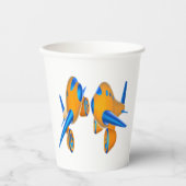 Cartoon Vliegtuigen Levendig Sinaasappel en Blauw Papieren Bekers (Voorkant)