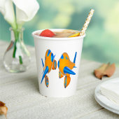 Cartoon Vliegtuigen Levendig Sinaasappel en Blauw Papieren Bekers