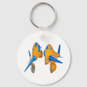 Cartoon Vliegtuigen Levendig Sinaasappel en Blauw Sleutelhanger (Achterkant)