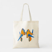 Cartoon Vliegtuigen Levendig Sinaasappel en Blauw Tote Bag (Achterkant)