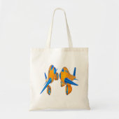 Cartoon Vliegtuigen Levendig Sinaasappel en Blauw Tote Bag (Voorkant)